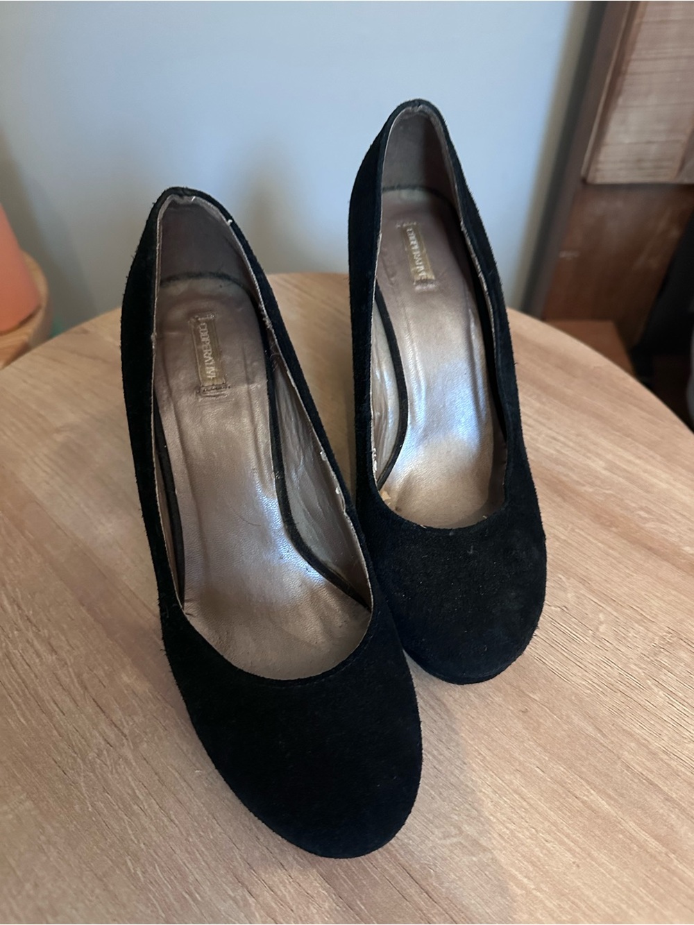 UO Black Suede Classic wedge